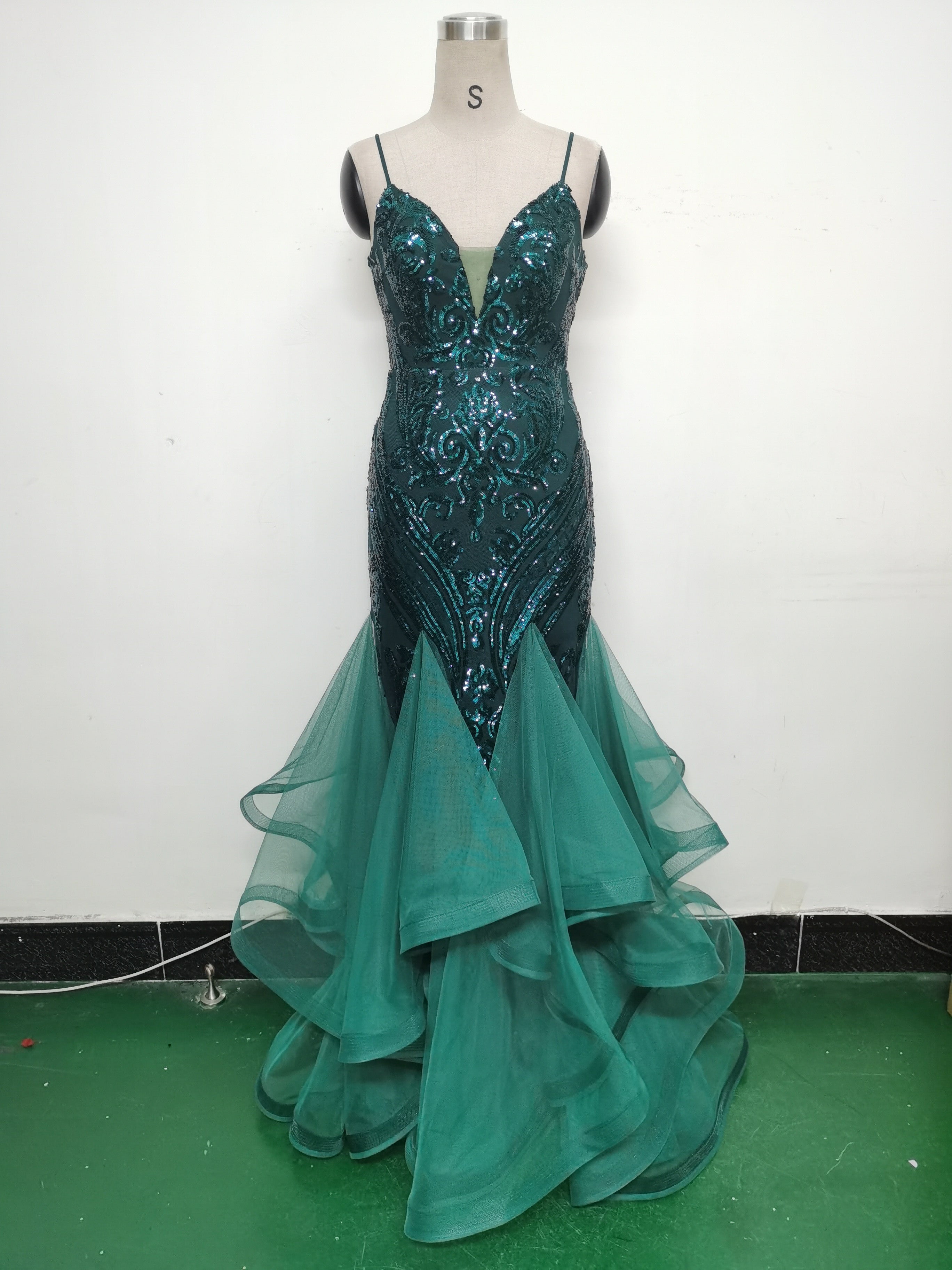 Women Sequin Patchwork Mesh Evening Dress 20