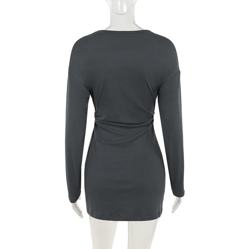 Women Sexy V Neck Knitting Long Sleeve Dress 7