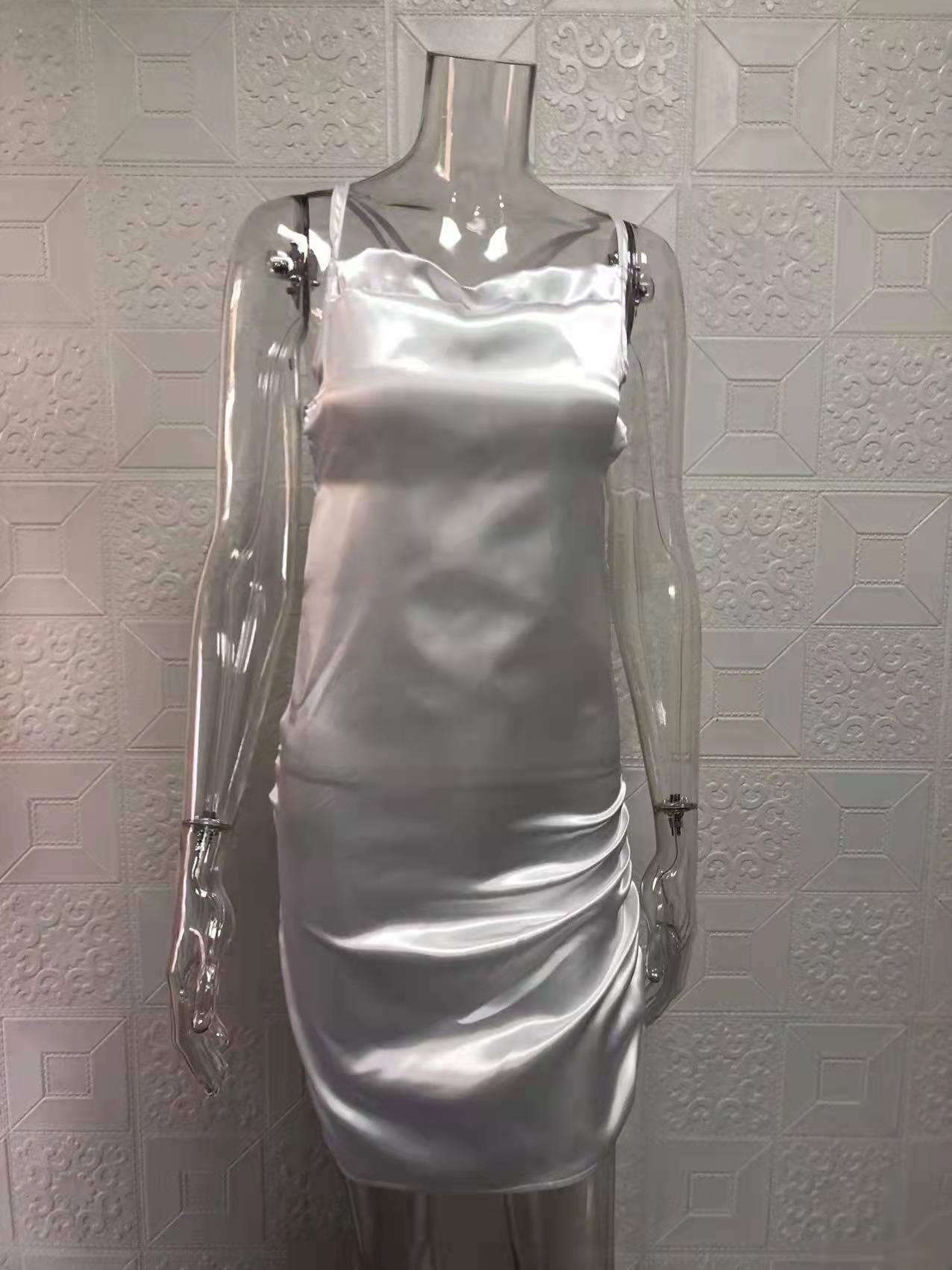 Women Sexy Strapless Pleated Backless Hollow Strap Dress 32