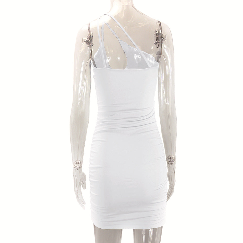 Women Summer Bodycon Sexy Suspender Slash Shoulder Dress 19