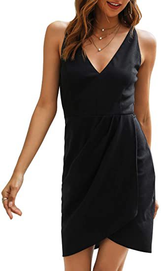 Women sleeveless v-neck solid dress 11