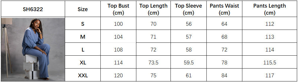 Women Turndown Collar Long-Sleeved Shirt and Pants Two-Piece Set 12