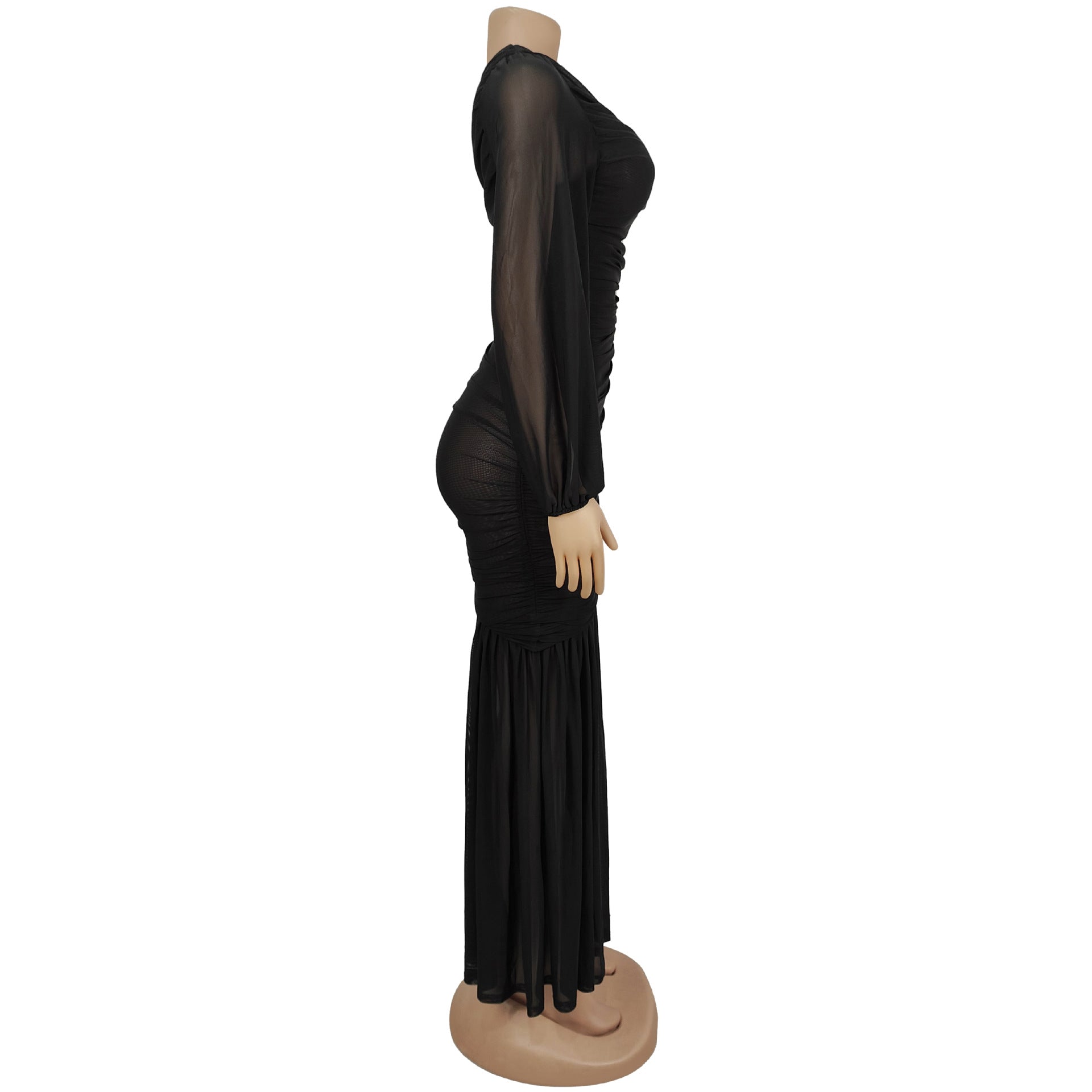 Women Sexy Slash Shoulder Mesh Dress 17