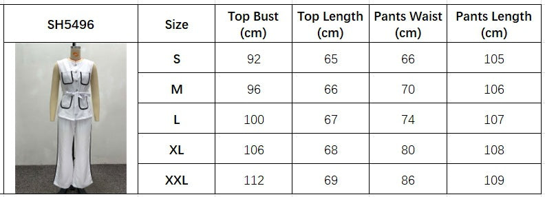 Contrast Color Pocket Chic Elegant Belt Vest & Pants African Women's Two-Piece Set 9