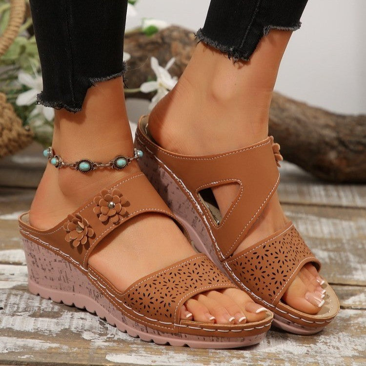 Plus Size women's stitching wedge heel sandals 5