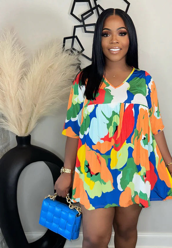 Summer Women's Clothing Fashion Printed Loose Casual Dress 3