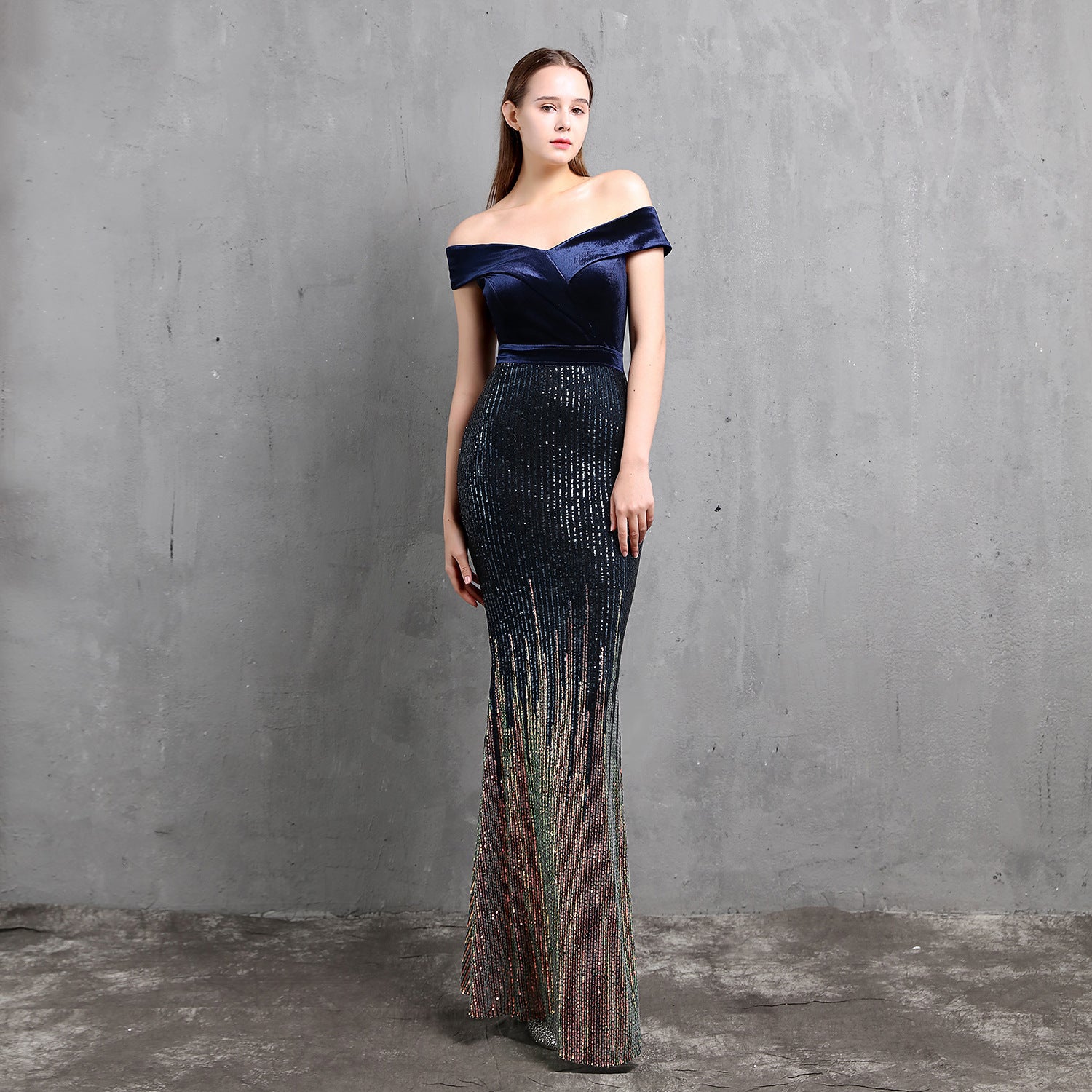 Summer Upper Strapless Sequin Mermaid Evening Dress 15