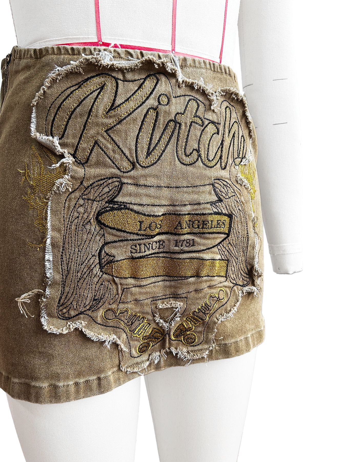 Women Patch Embroidered Zip Skirt 7