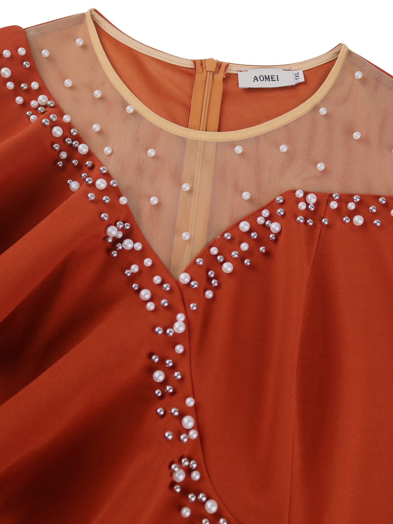 Women Round Neck beaded ruffle Formal Party Bodycon Dress 7