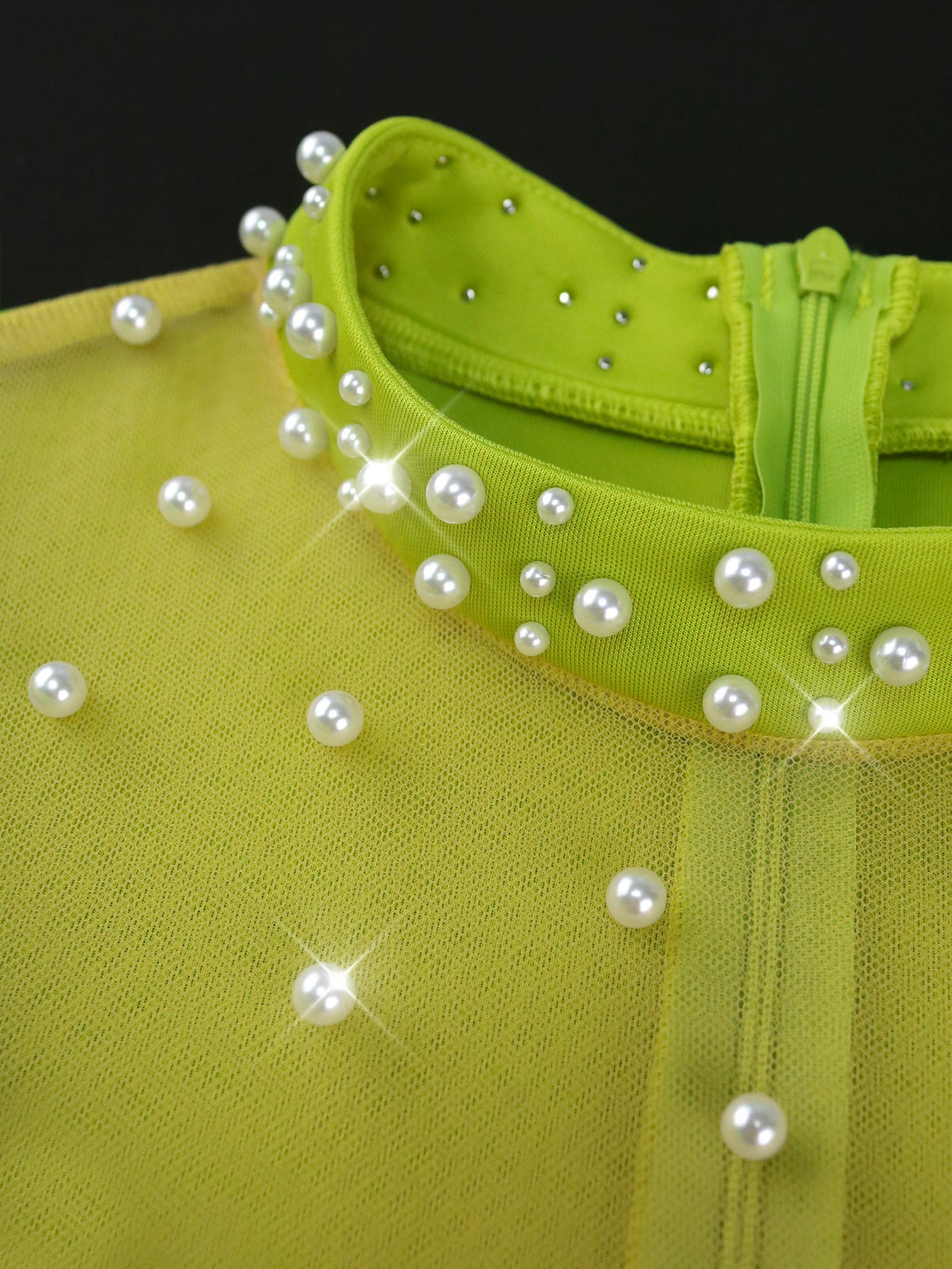 Ruffle See-Through Mesh Patchwork Formal Party High Waist Evening Dresses 7