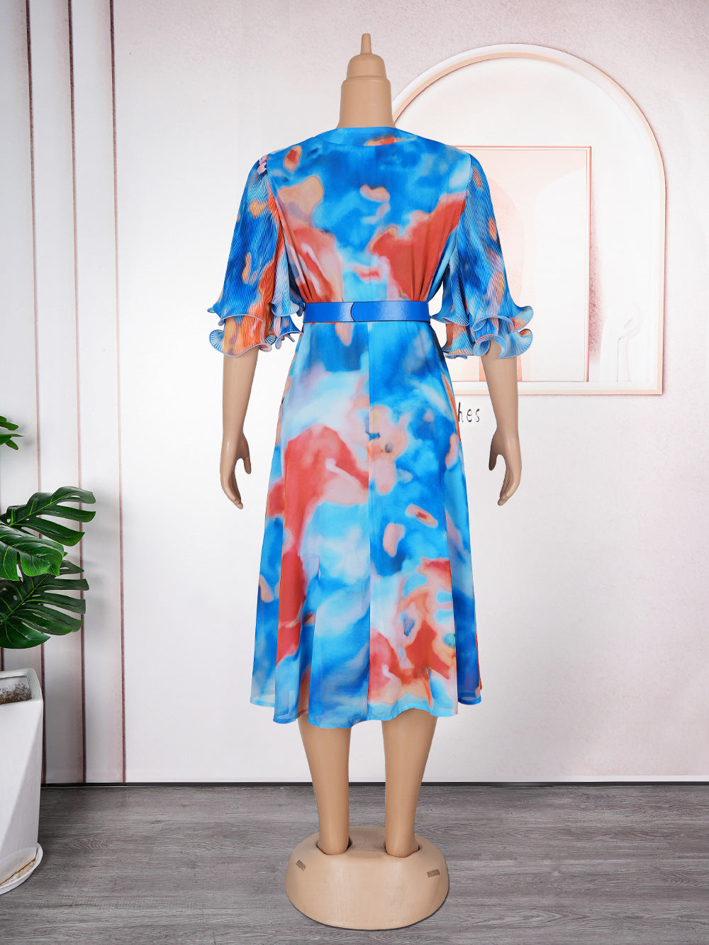 Plus Size African Women V-neck Print Dress 7