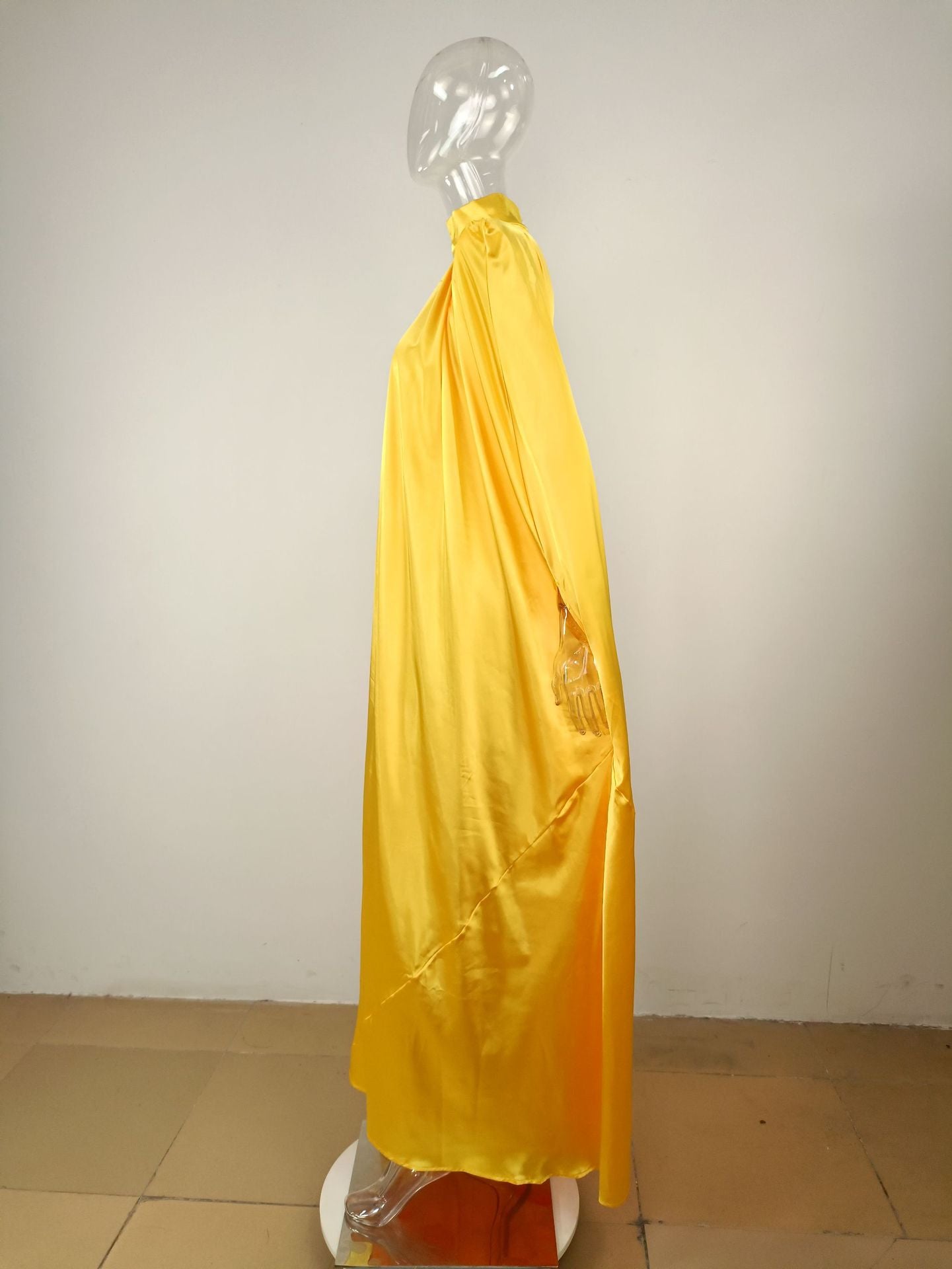 Dubai Muslim Women'S High Neck Loose Swing Robe Satin Dress Women'S Abaya 40