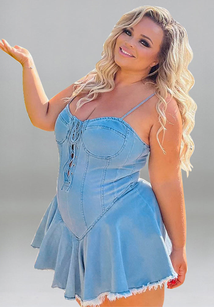 Plus Size Women's Spring Sexy Sleeveless Denim Dress 5
