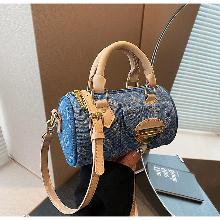 Women American Retro Denim Boston Bag 7