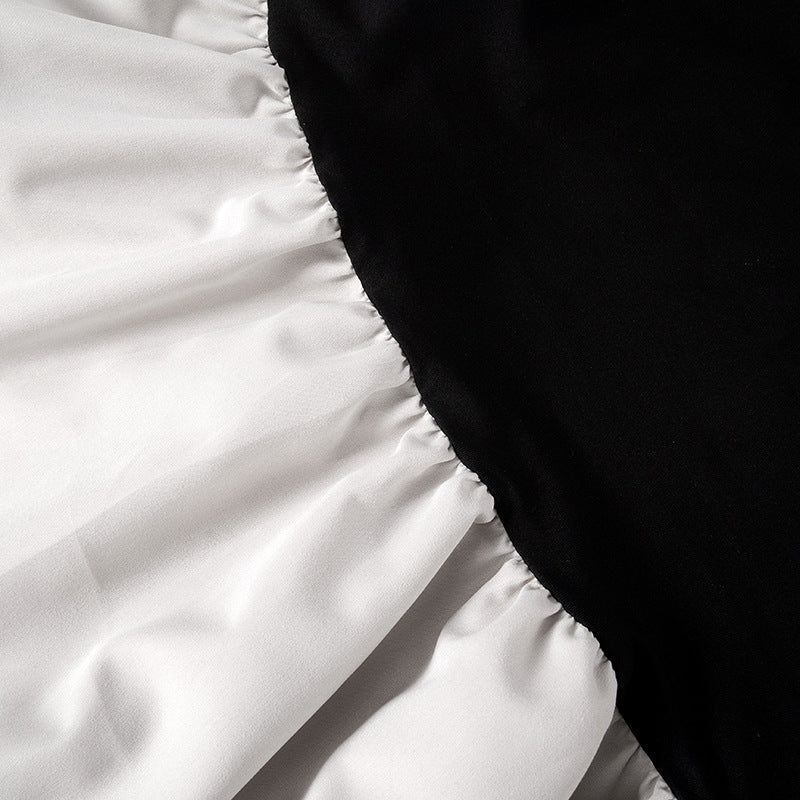 Women's Summer Fashion Contrast Color Strapless Long Dress 15