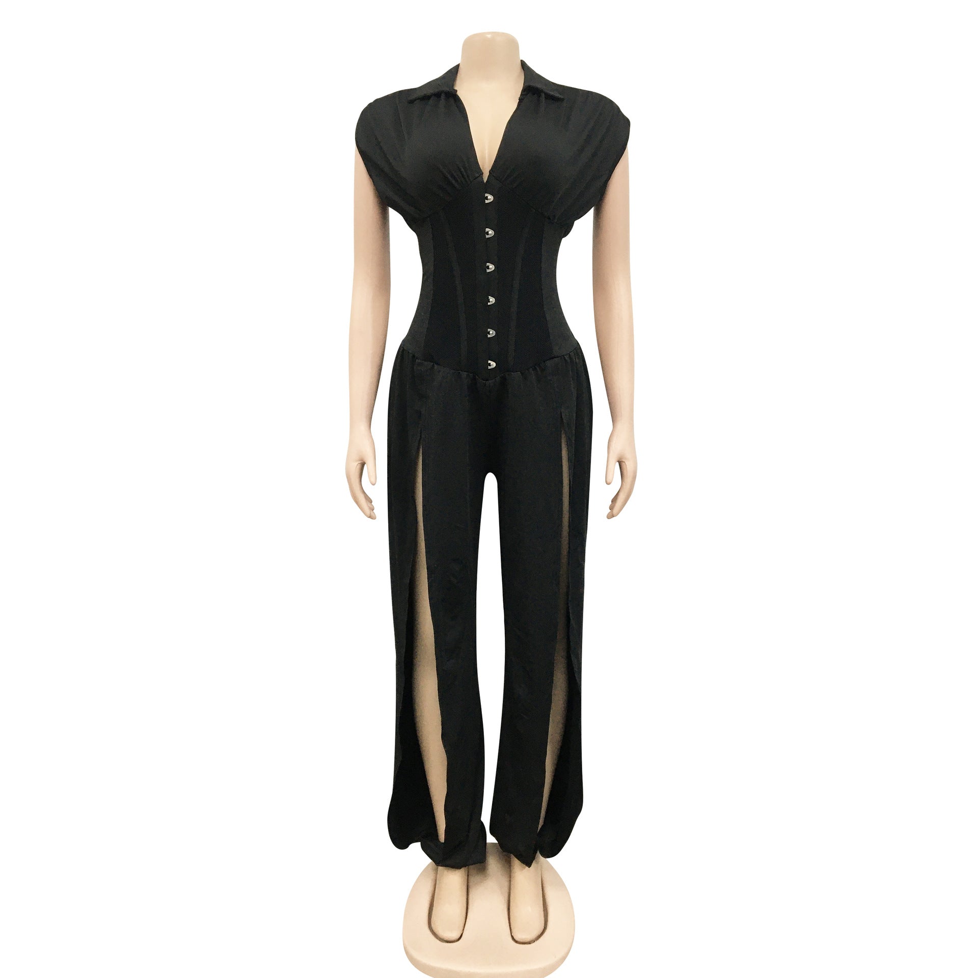 Women's Sexy Deep V Sleeveless Hollow Out Jumpsuit 21