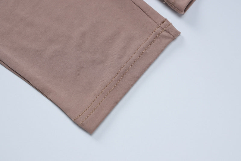 Women Winter Solid Square Neck Pleated Long Sleeve Jumpsuit 18