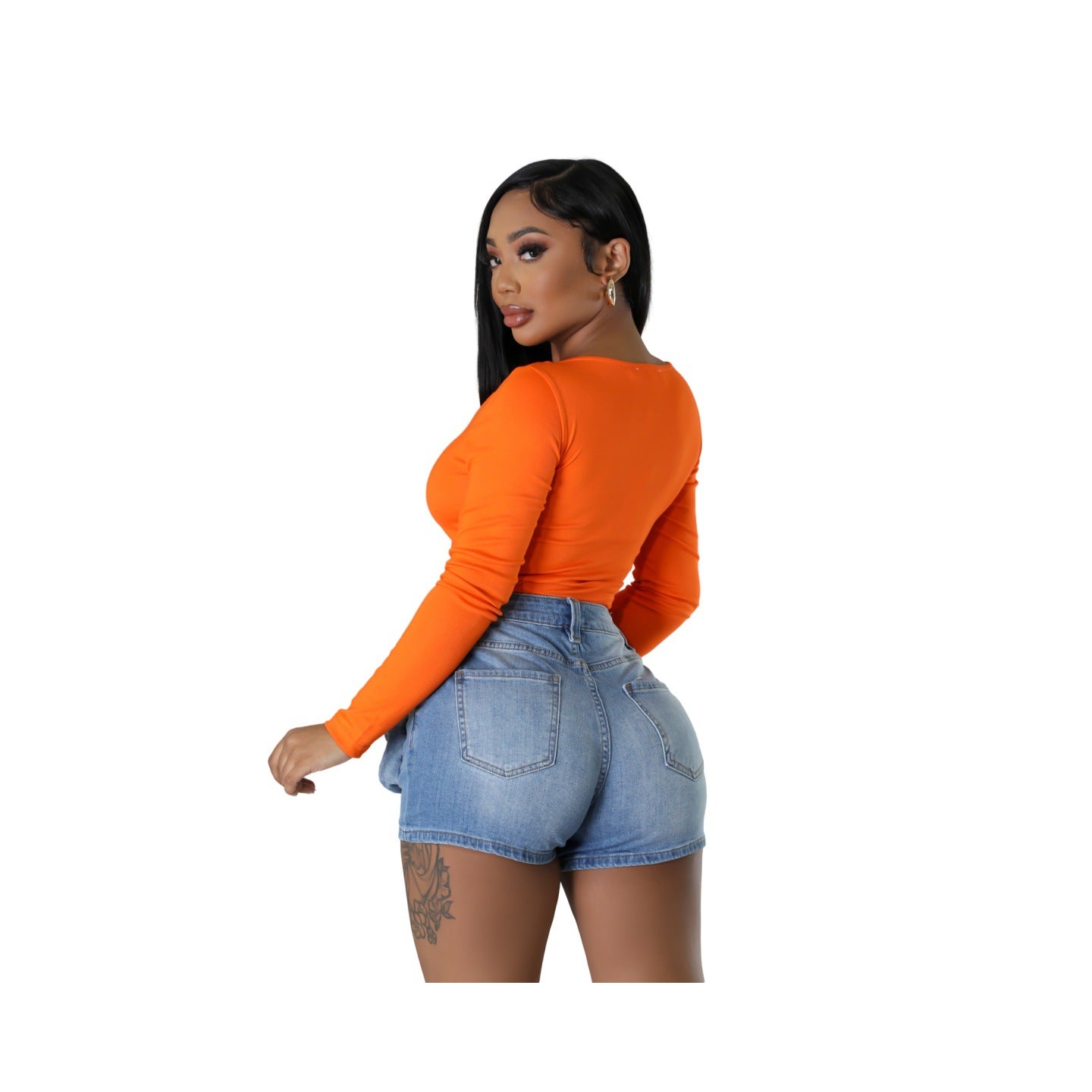 Women Sexy Stretch Cargo Denim Shorts 3