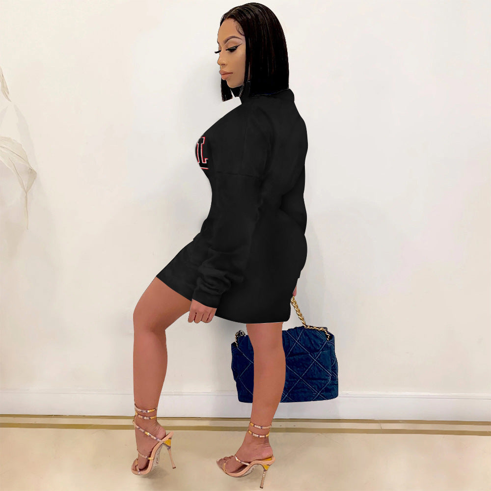 Women's Autumn and Winter casual letter print dress 3