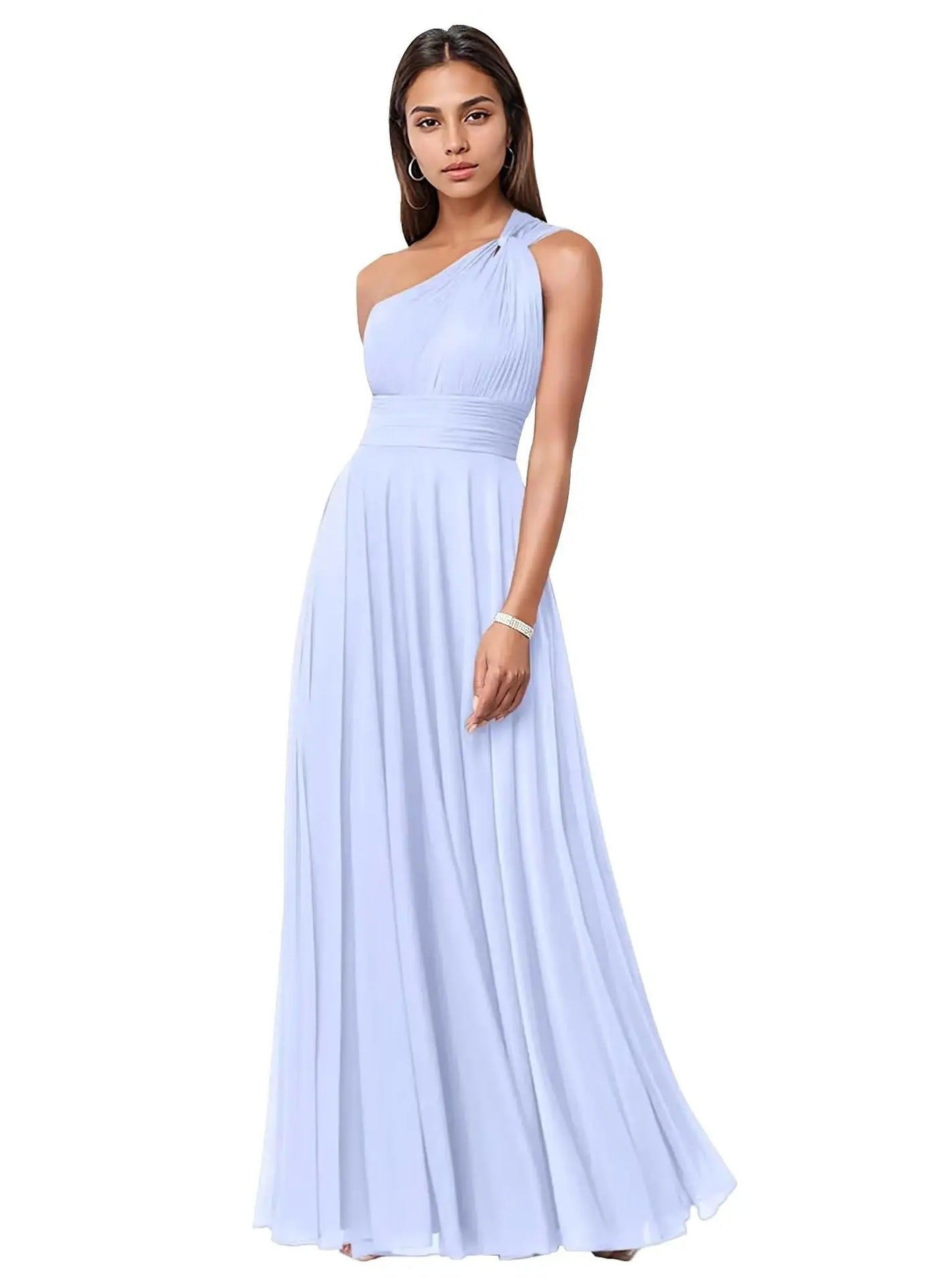 Evening Dress Long Slim Fit Bridesmaid Dress Wedding One-Shoulder Chiffon Ball Gown（Processing time need 3-6 days） 8