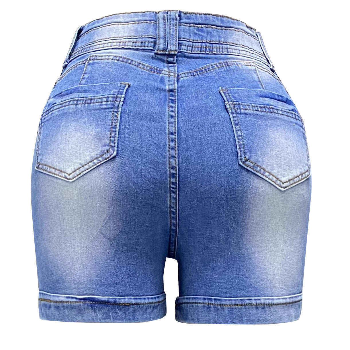 Summer High-Waisted Lace-Up Slim Fit Feminine Denim Shorts 11