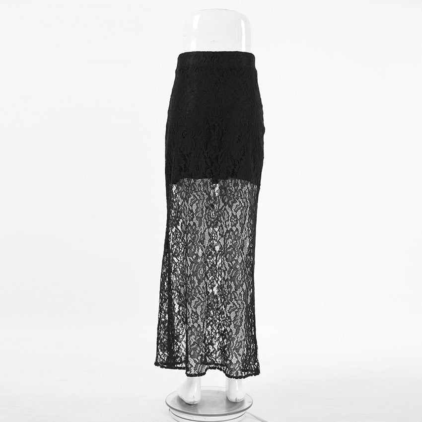 Women black lace See-Through sexy skirt 8