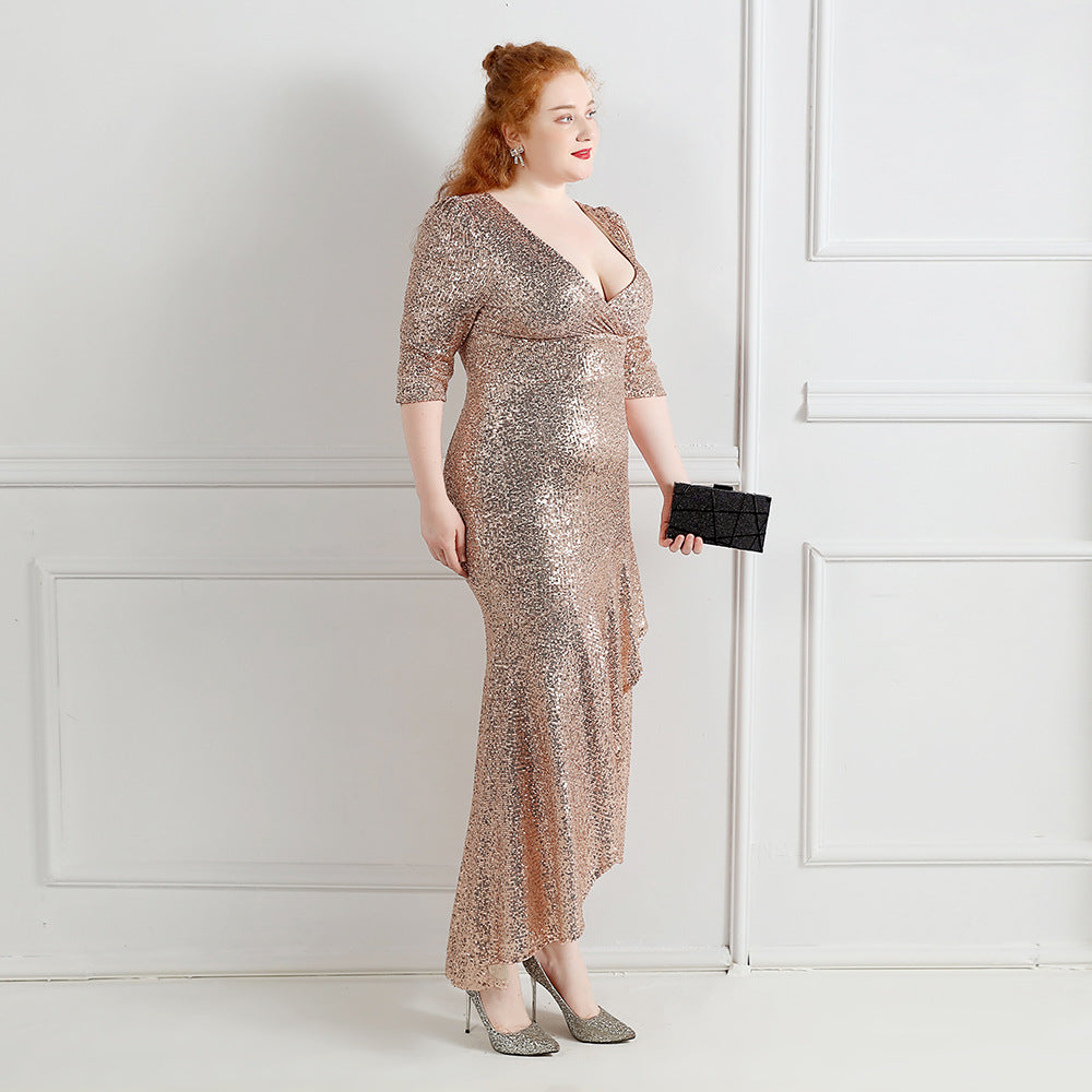 Spring and Summer Long Sequin Plus-Size Formal Party Evening Dress 7