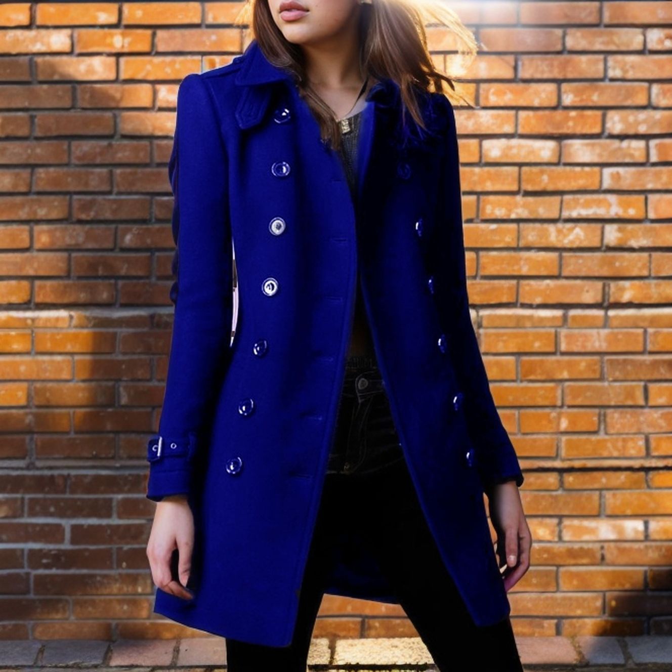 Autumn Winter Woolen Coat Women Double-Breasted Fashionable Woolen Coat 9