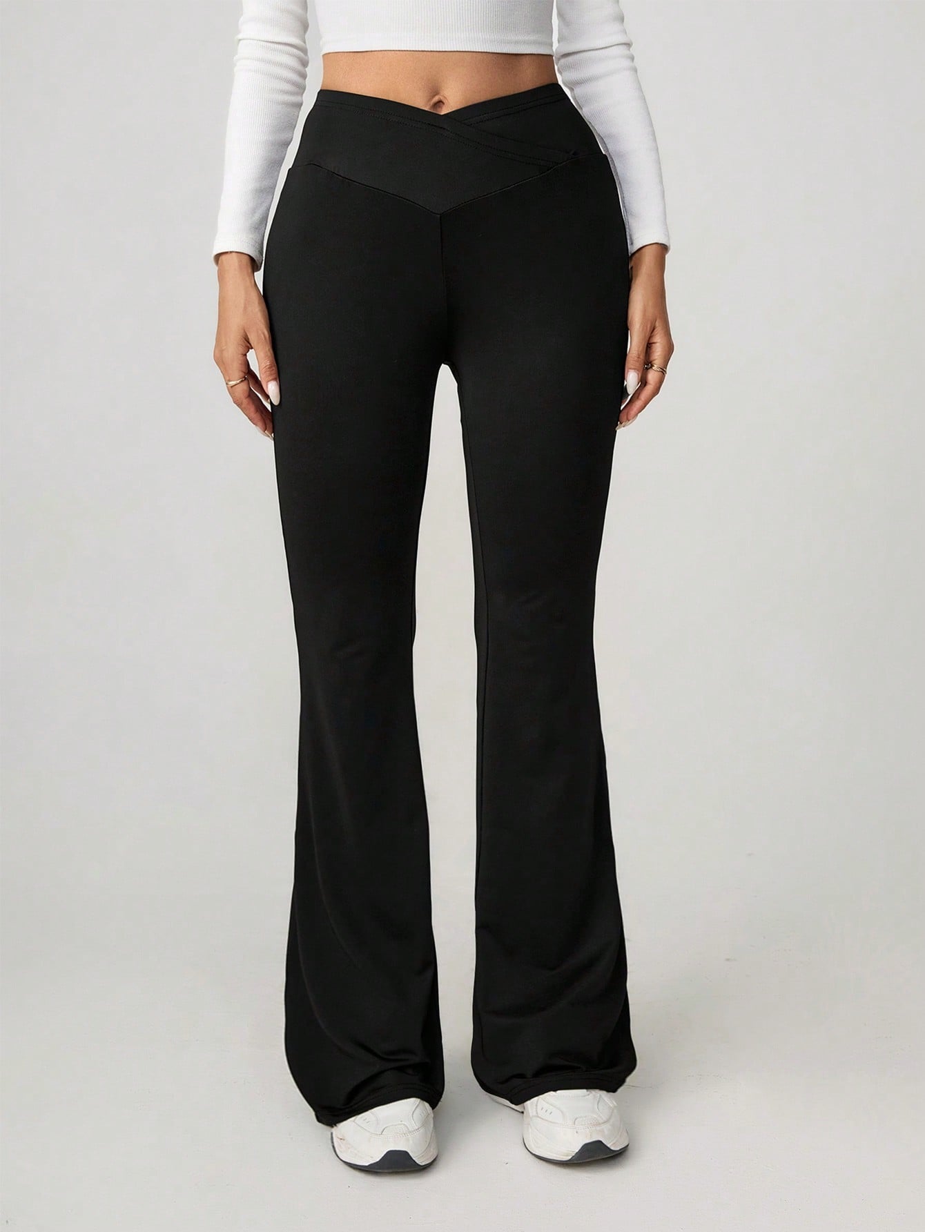 Women's High-Waisted Casual Slim Fit Bell Bottom Pants 5