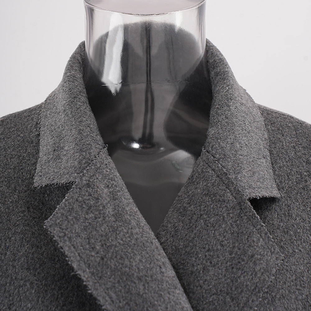 Women Winter Loose Oblique Button Placket Irregular Blazer 6