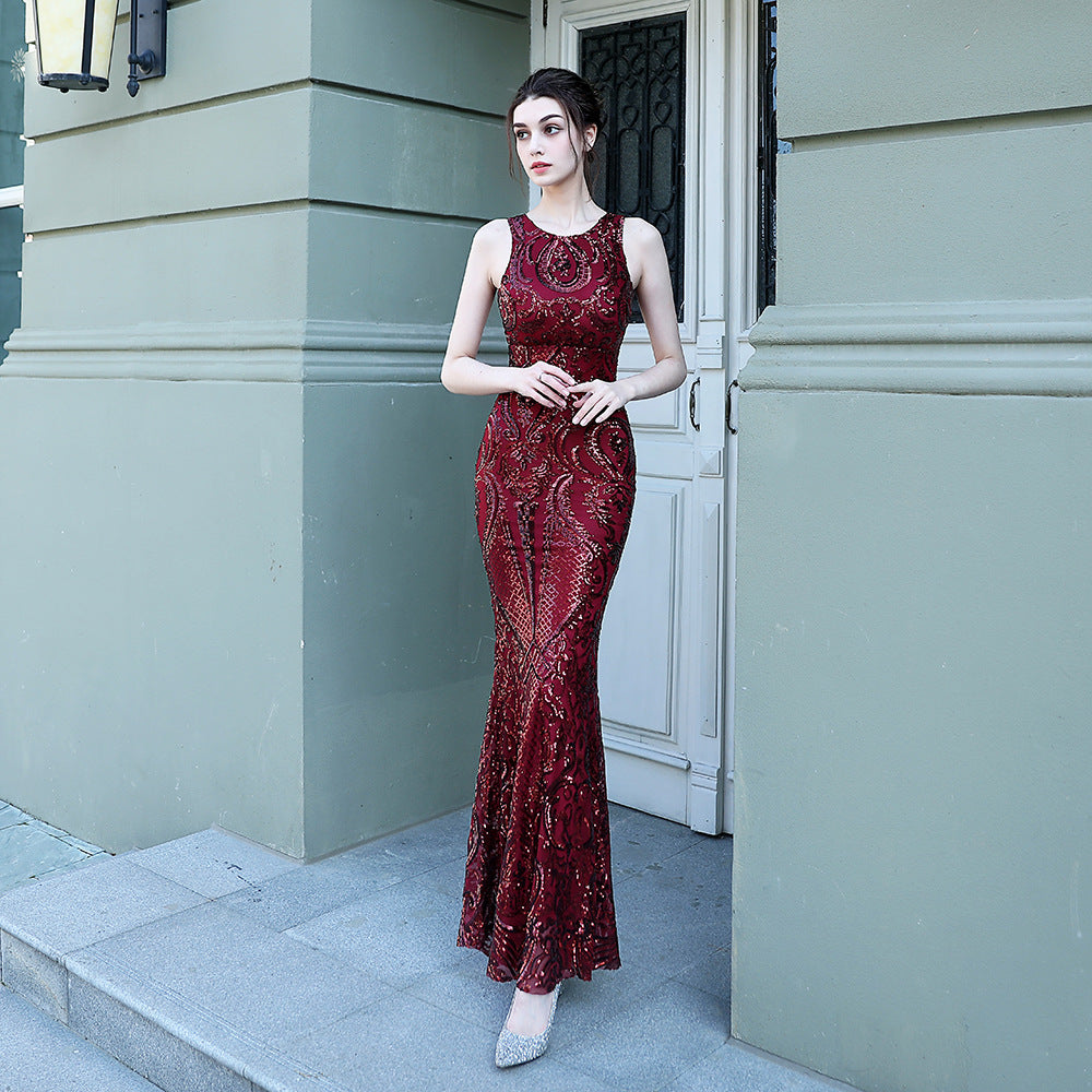 Plus Size Women Sequined Formal Party Maxi Evening Dress 9