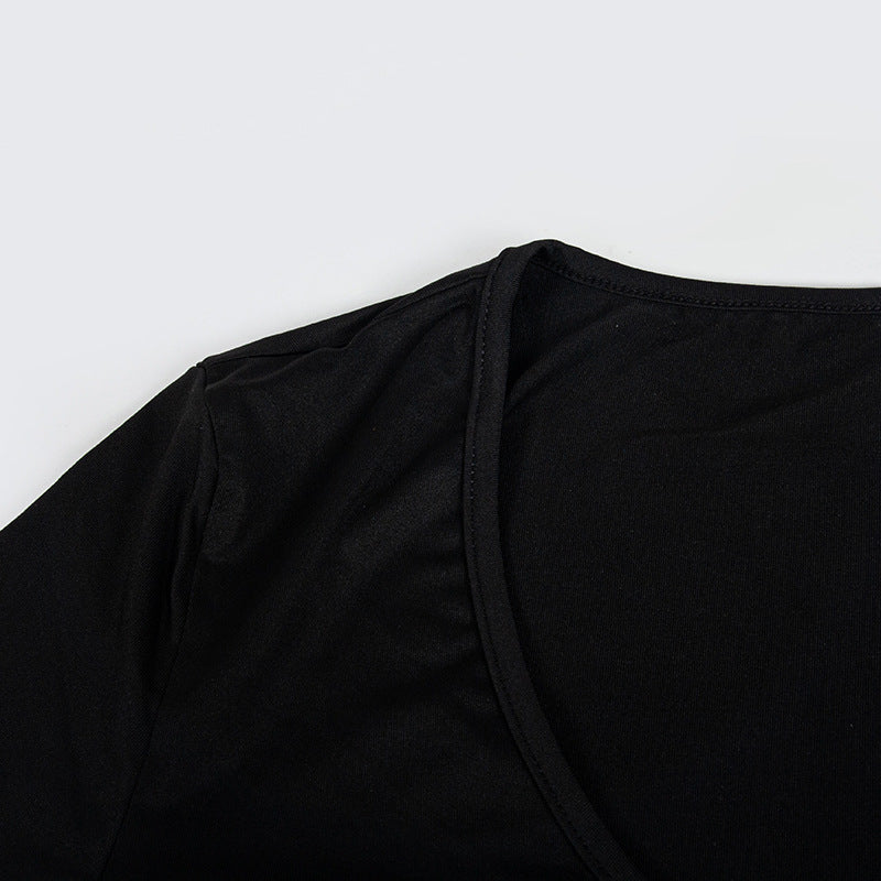 Women Autumn Solid Long Sleeve Cut Out Dress 13