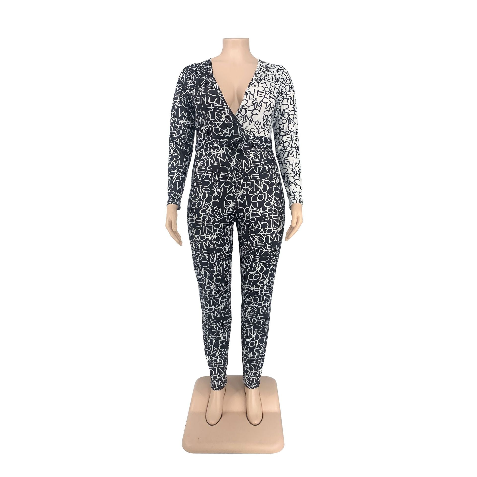 Plus Size Women Large Flower Print Jumpsuit 6