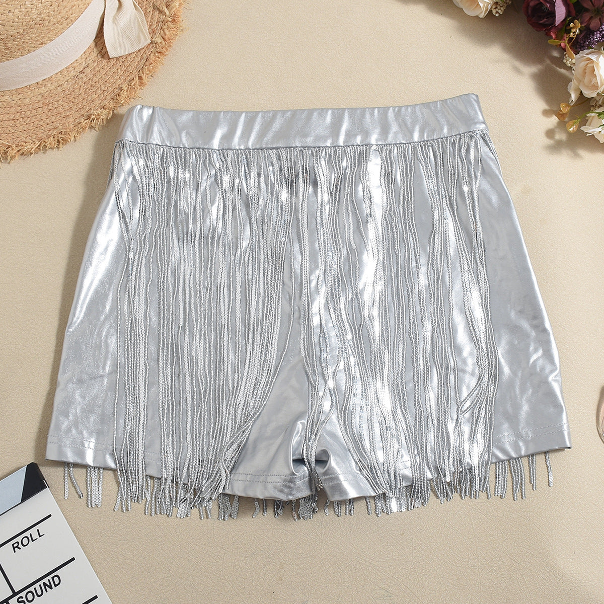 Women Spring/Summer Pu-Leather Tassel Shorts 7