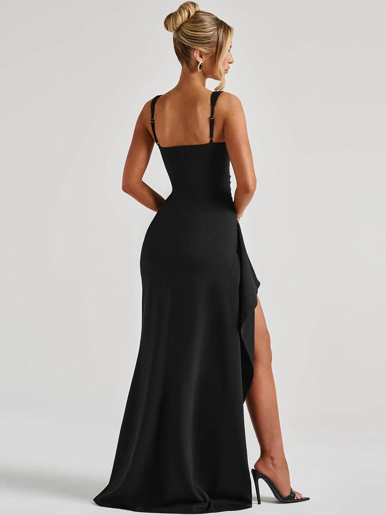 Summer Women's Evening Gown Sexy Low Back High Slit Dress 4
