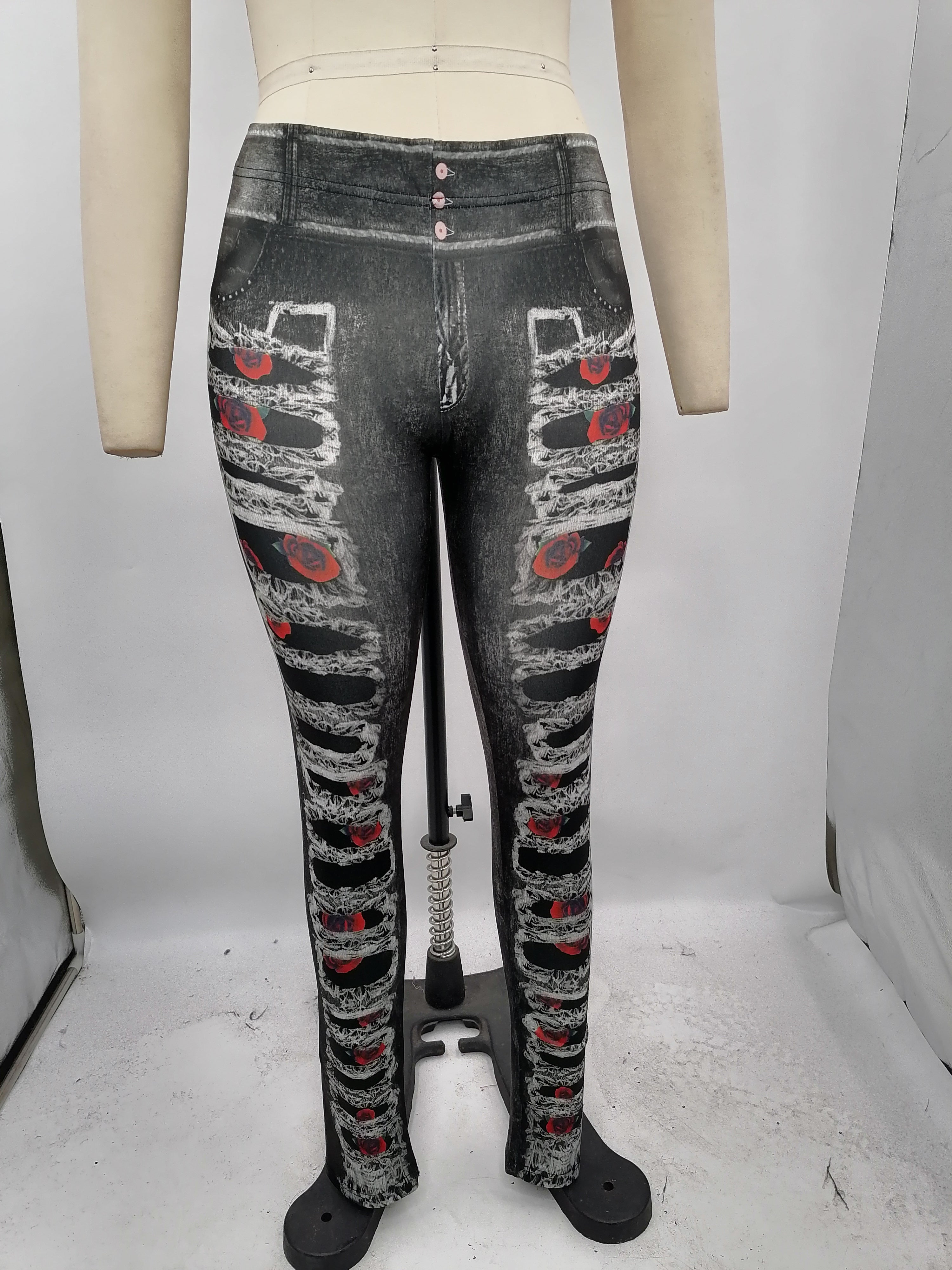 Women Casual Stretch Printed Sports Basic Yoga Pants 12