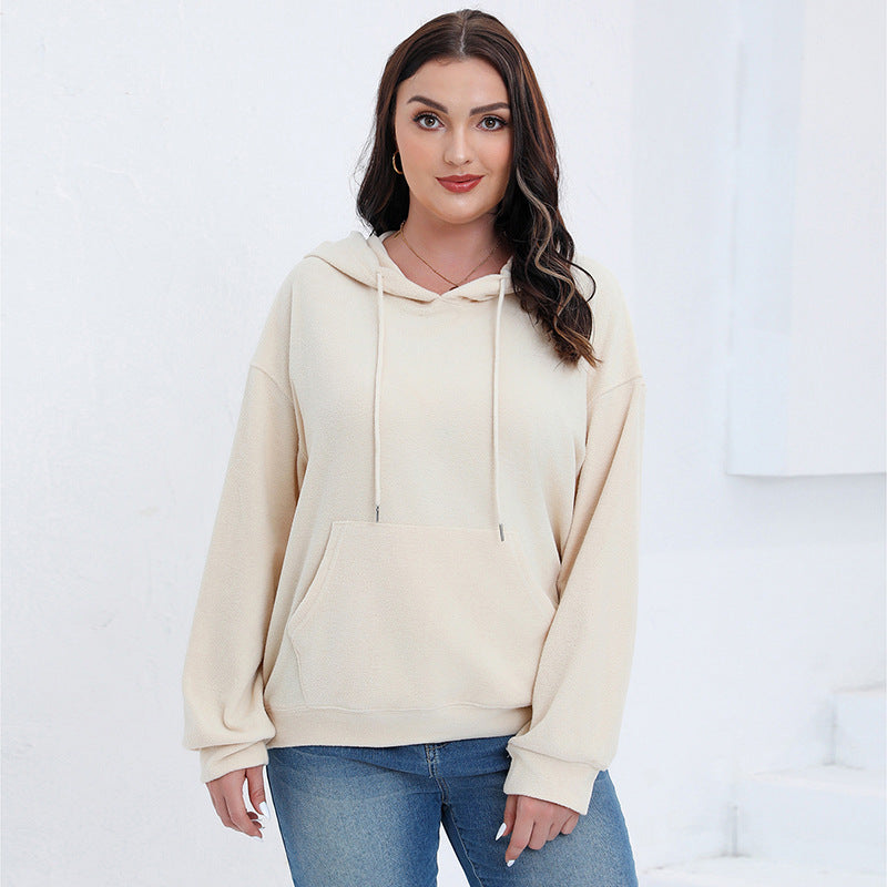 Plus Size Autumn and Winter Long Sleeve Solid Loose Fleece Hoodies 7