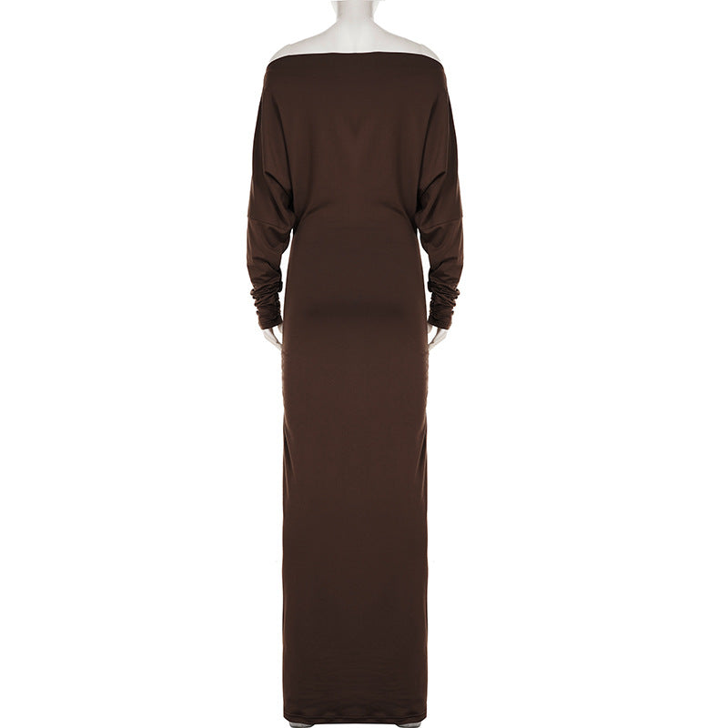 Women Sexy Off-The-Shoulder Solid Elegant Evening Bodycon Maxi Dress 8