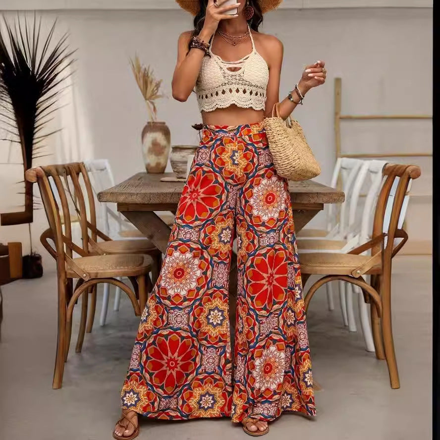 Women's Women's Floral Print High Waist Wide-Leg Casual Pants 5