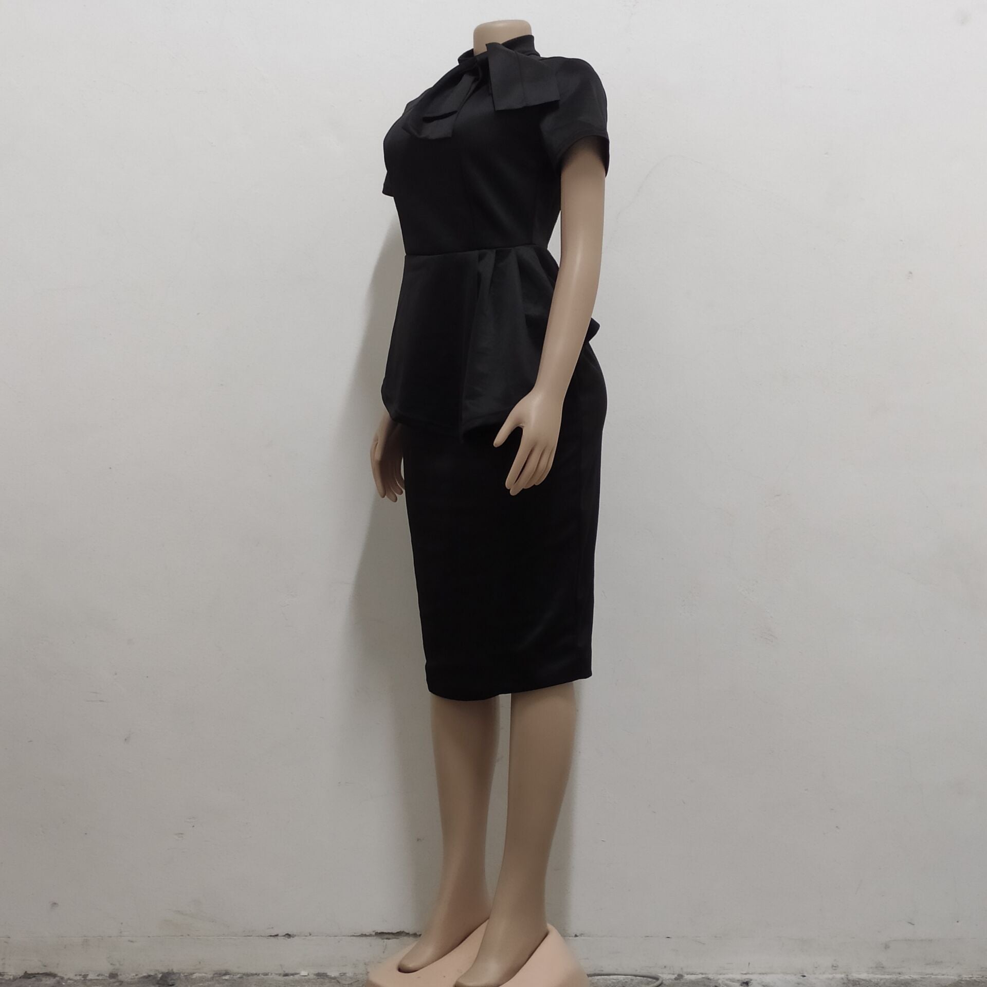 Women Sexy Bowknot Short-sleeved Bodycon Dress 32