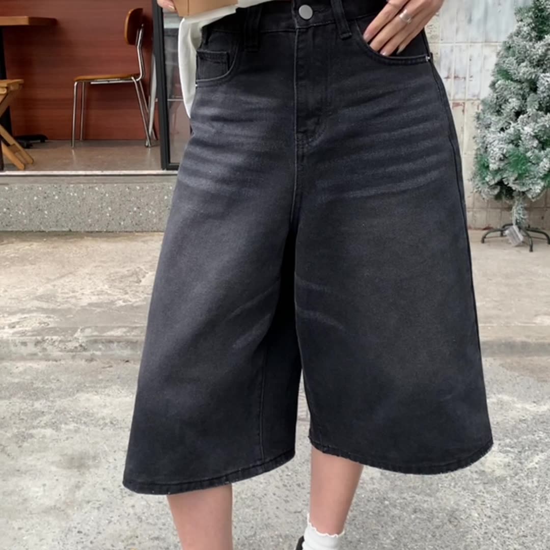 Women Loose Denim Wide Leg Shorts 4