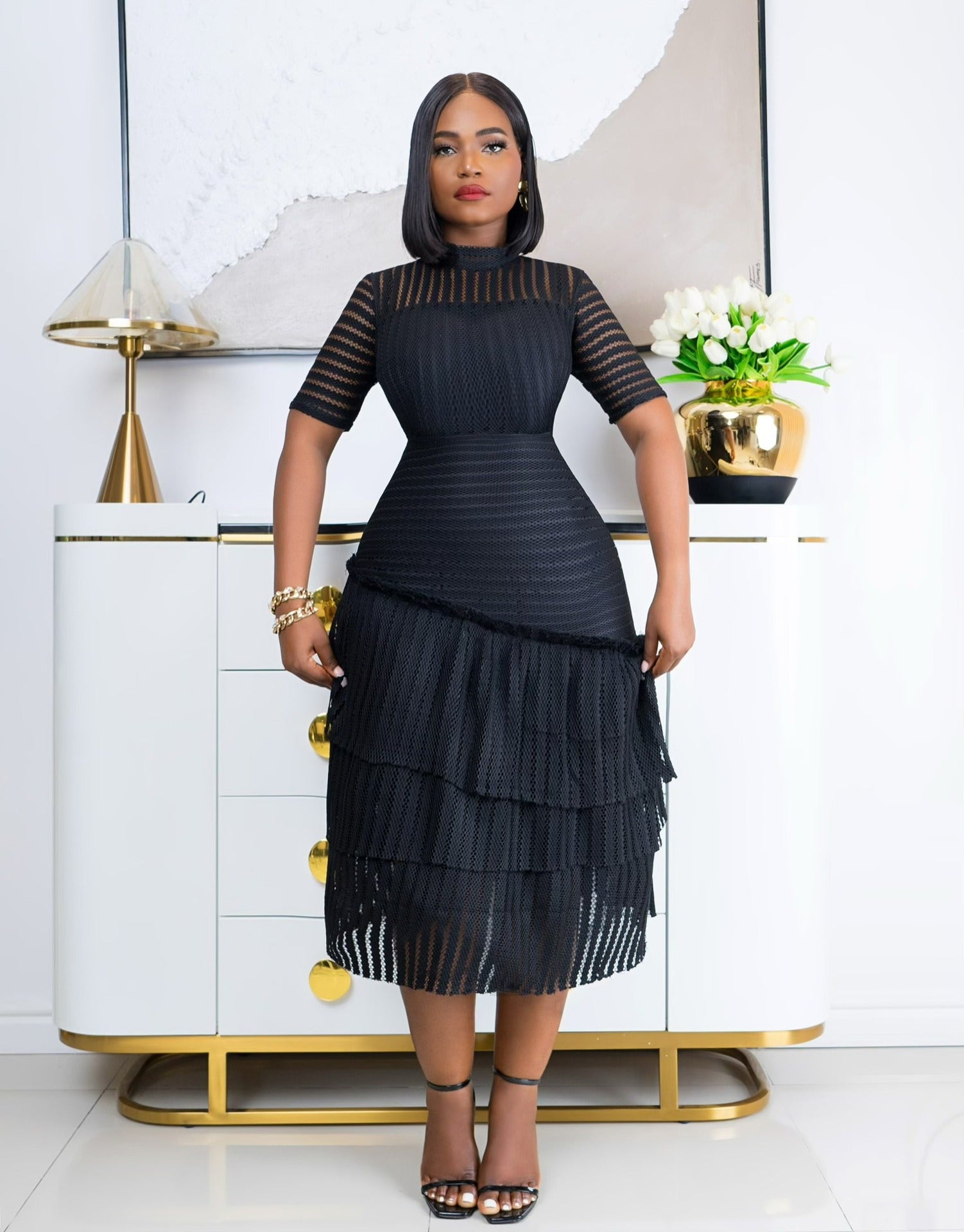 Women African Short Sleeve Dress