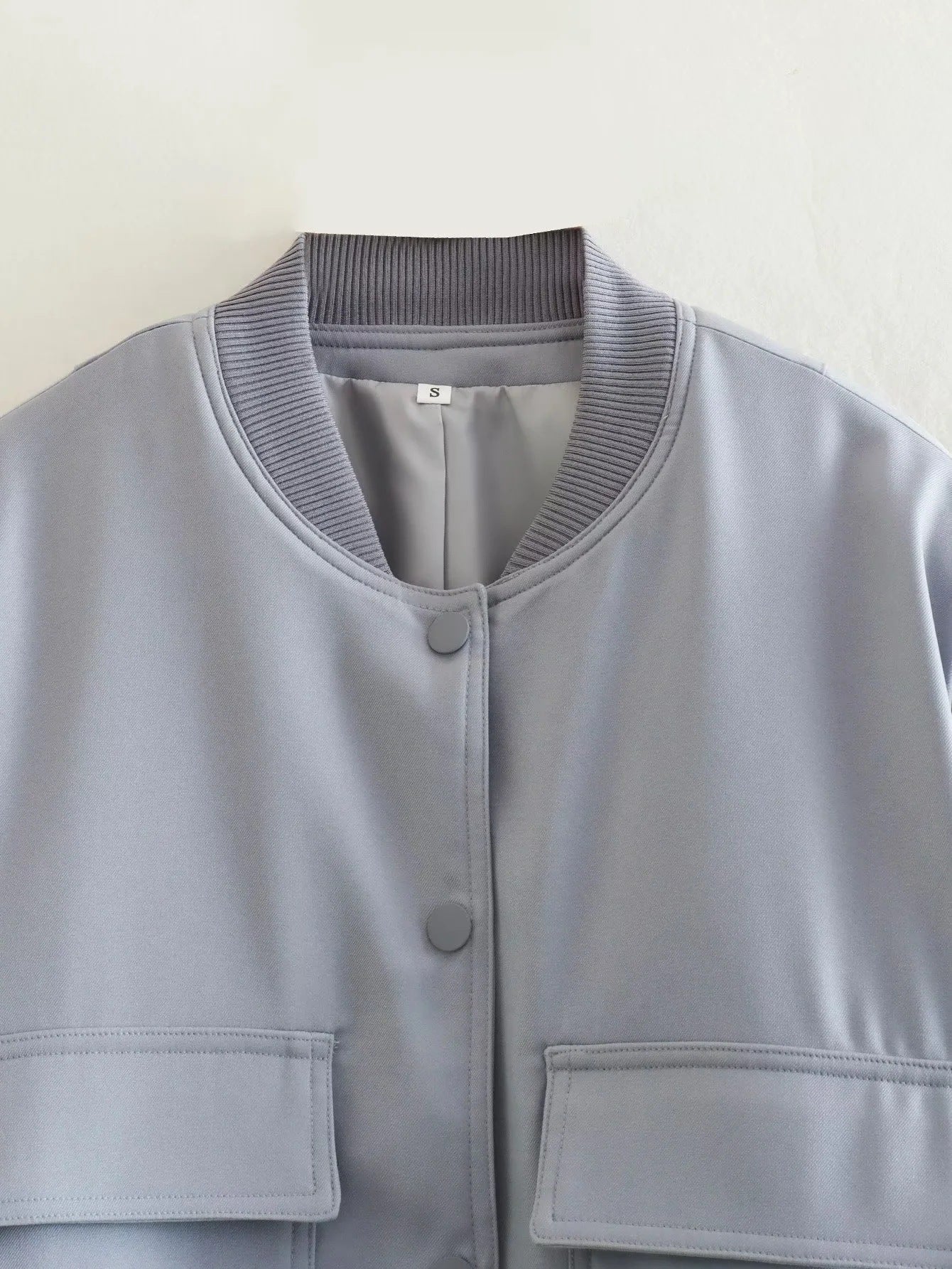 Women's Bomber Jacket Spring and Autumn Pocket Long Sleeve Casual Single Breasted Coat 79