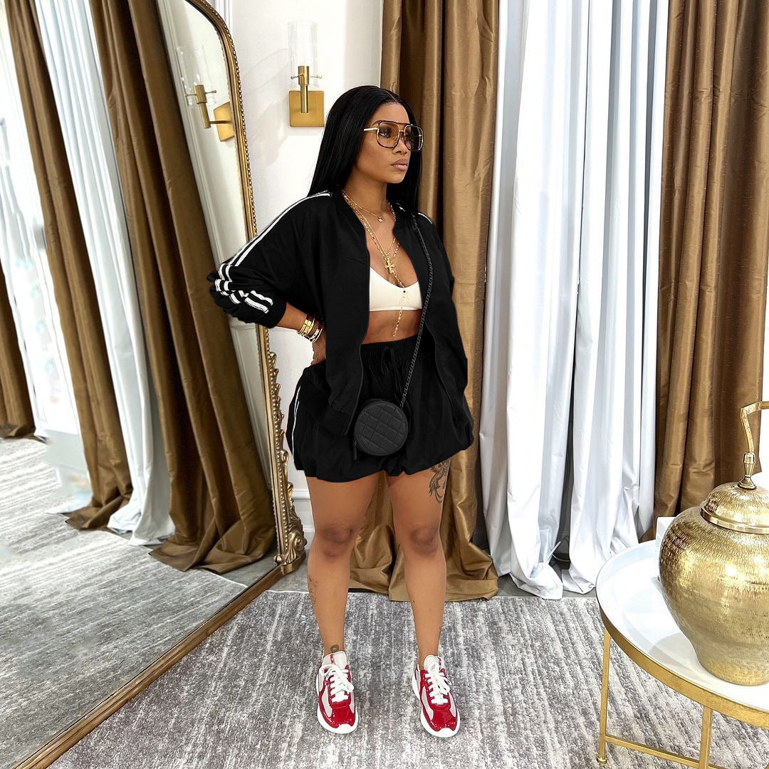 Women Spring Summer Turndown Collar Coat and Skirt Two-Piece Set 3