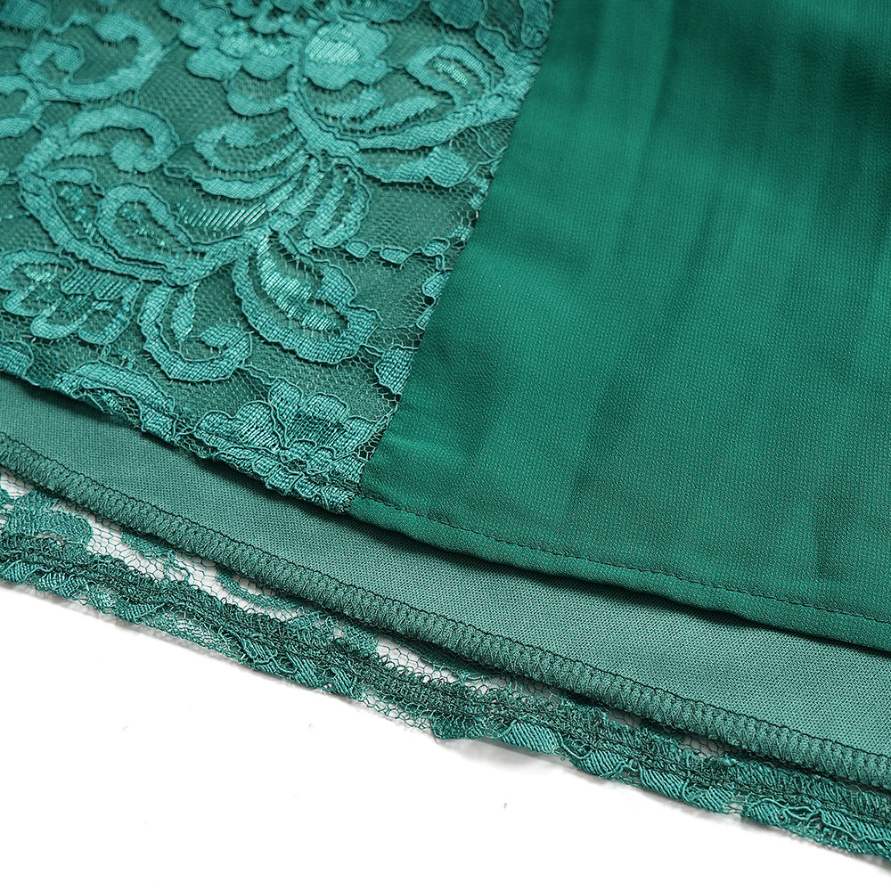 Plus Size Women Patchwork Lace Elegant Maxi Dress 21