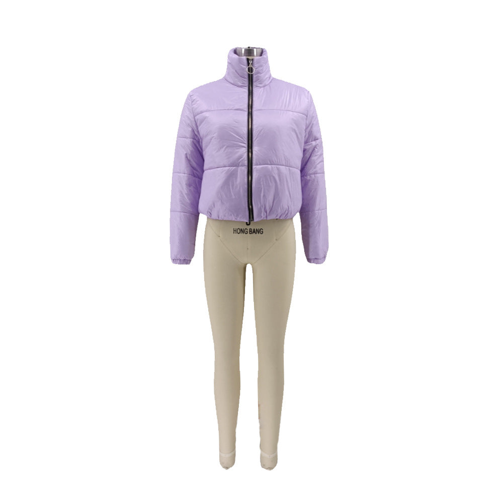 Women Solid Zipper Warm Padding Jacket 27