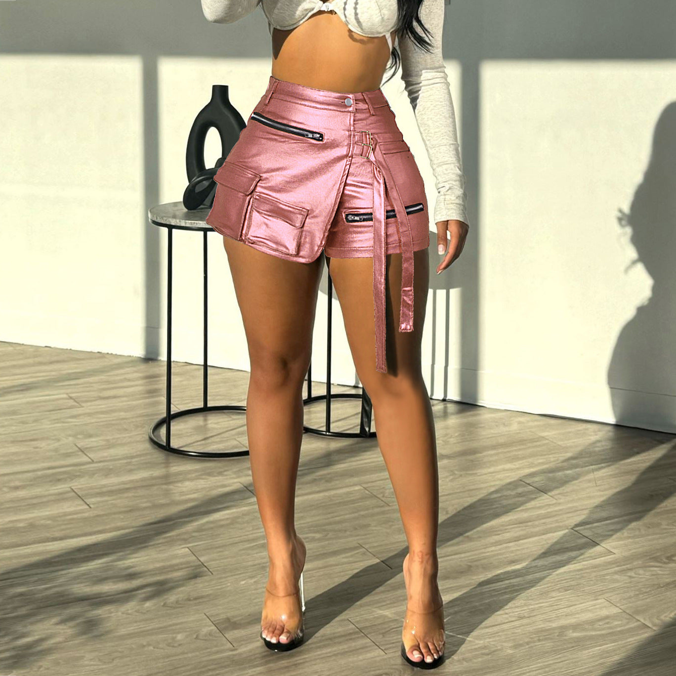 Women's Summer Fashion High Stretch Irregular Pocket Cargo Shorts 5