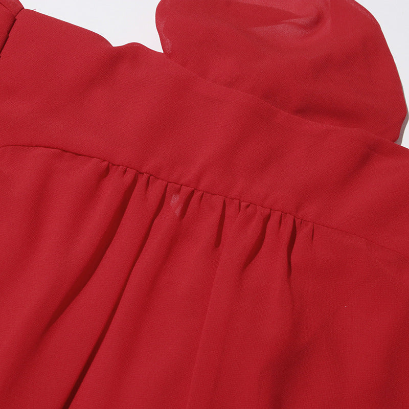 Women V-neck tie top irregular mesh shirt 18