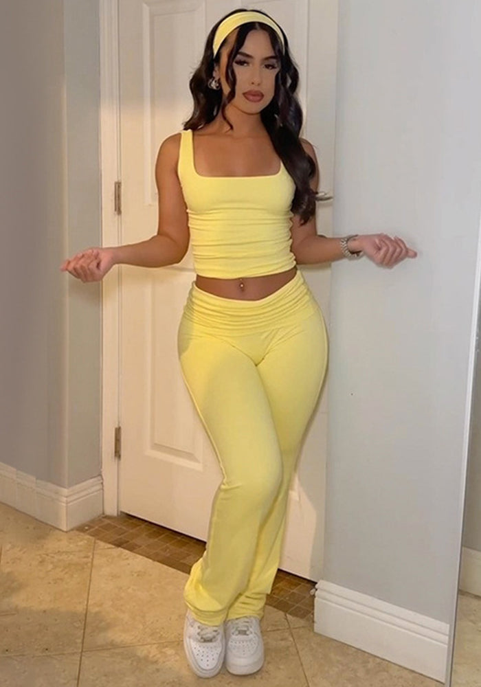 Women casual crop tank top and Pants two-piece set