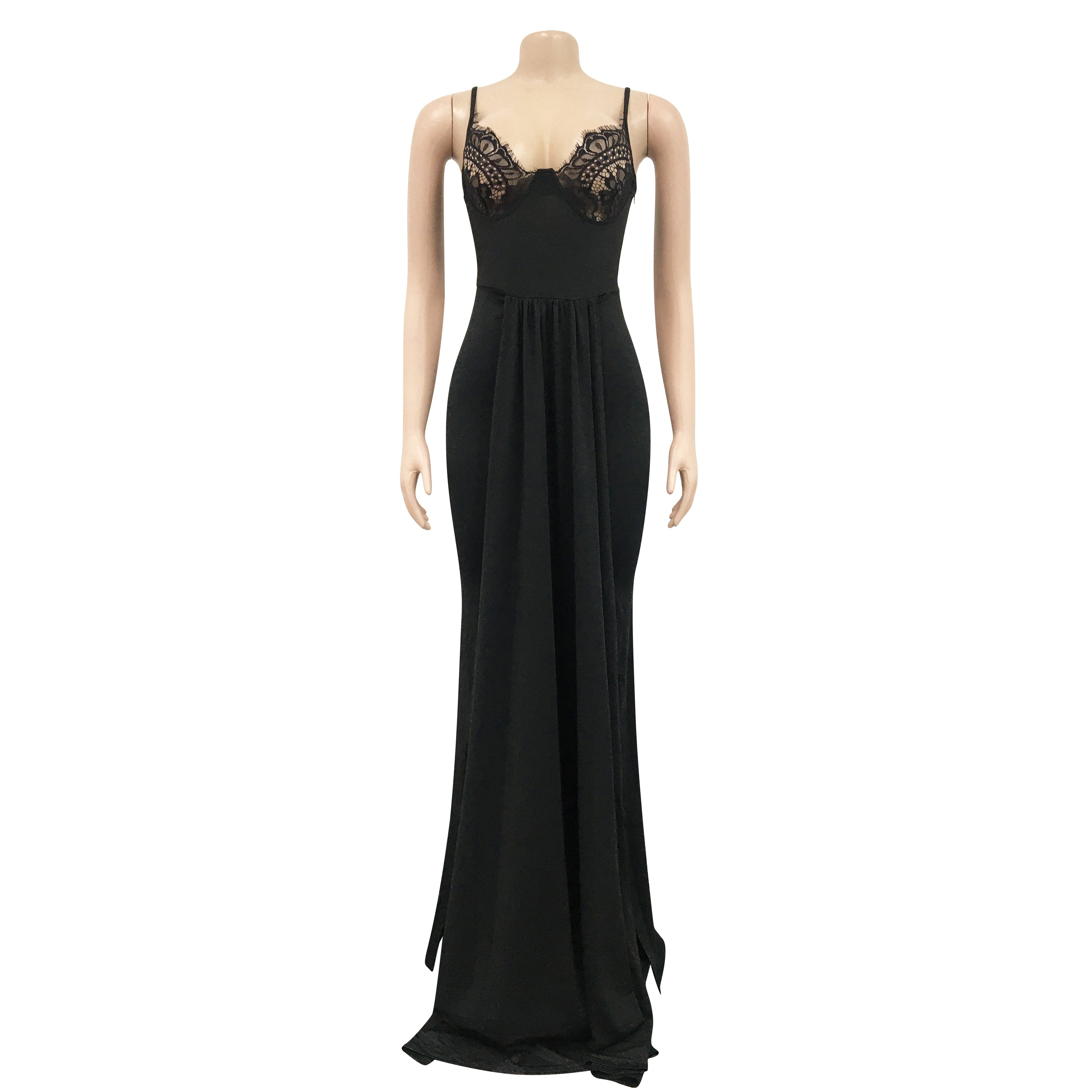 Fashion Solid Color Elegant Sexy V-Neck Sling Low Back Irregular Dress Long Dress（customized,MOQ 6pcs/size/color,process time 7-10 days） 15